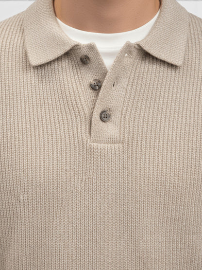 Men's Ribbed Knit Polo Sweater | Long Sleeve | Soft Knit | Warm Casual Smartwear | Steven & Levon