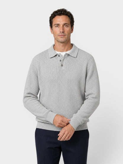 Men's Ribbed Knit Polo Sweater | Long Sleeve | Soft Knit | Warm Casual Smartwear | Steven & Levon