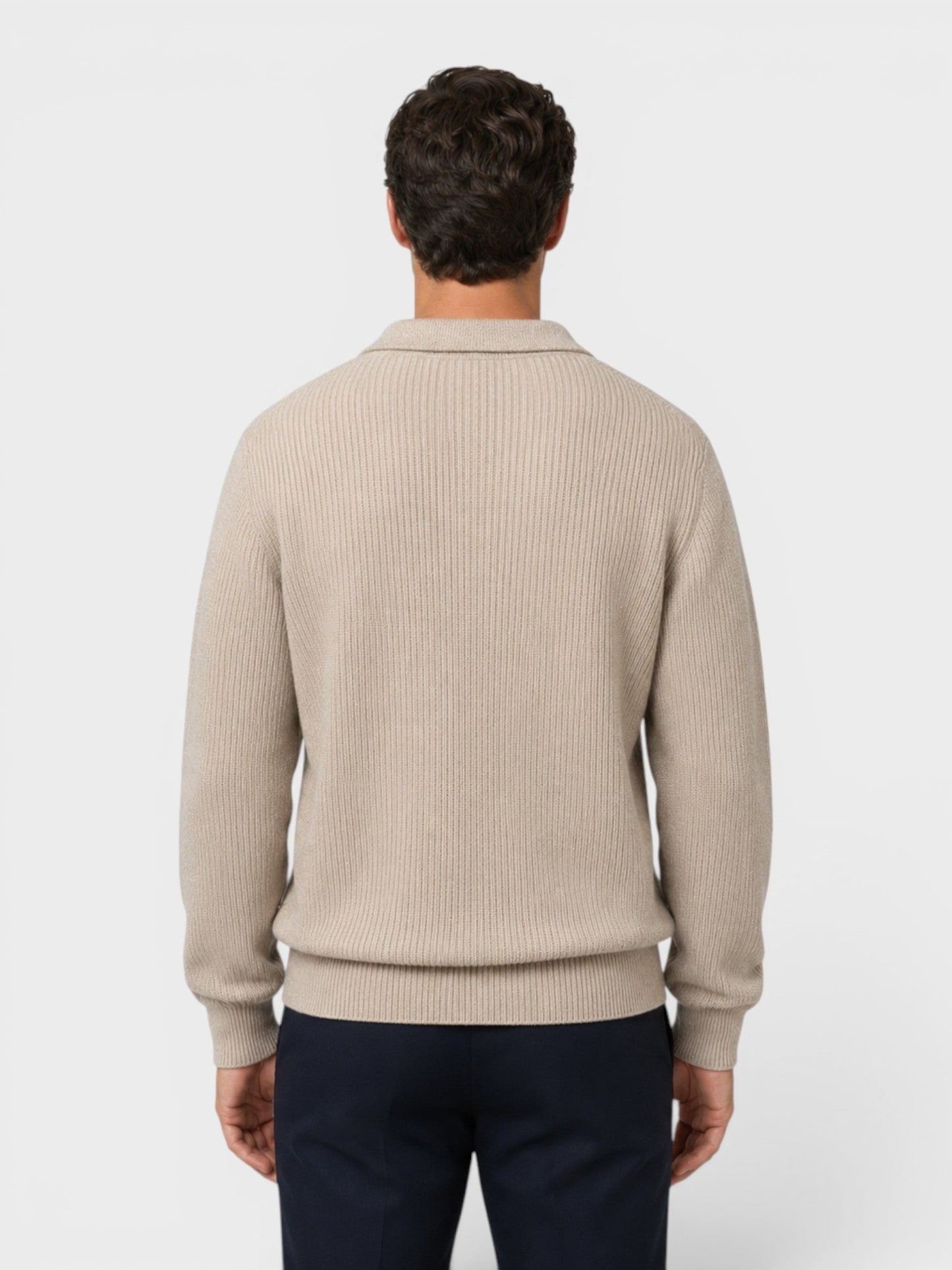 Men's Ribbed Knit Polo Sweater | Long Sleeve | Soft Knit | Warm Casual Smartwear | Steven & Levon