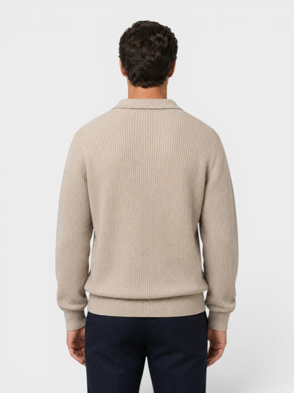Men's Ribbed Knit Polo Sweater | Long Sleeve | Soft Knit | Warm Casual Smartwear | Steven & Levon