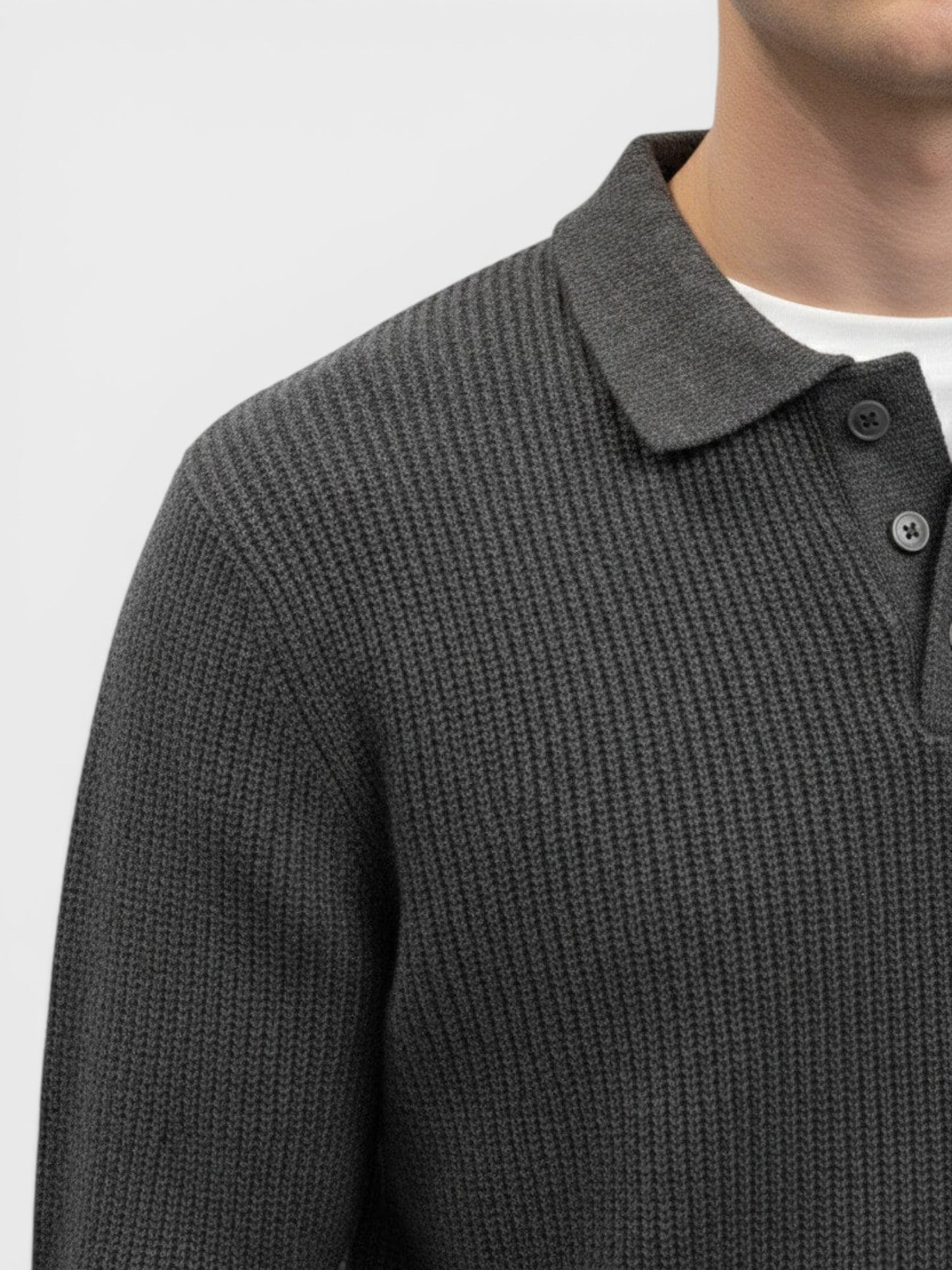 Men's Ribbed Knit Polo Sweater | Long Sleeve | Soft Knit | Warm Casual Smartwear | Steven & Levon