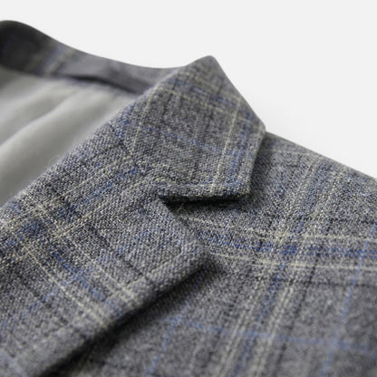 Men's Checked Blazer Jacket | Slim Fit | Single Breasted | Smart Casual | Steven & Levon