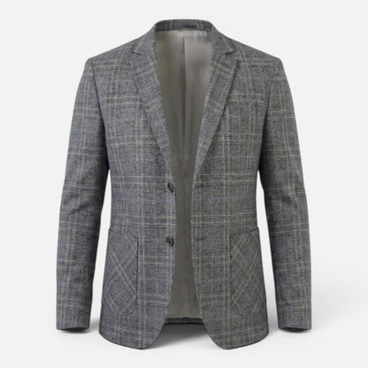 Men's Checked Blazer Jacket | Slim Fit | Single Breasted | Smart Casual | Steven & Levon