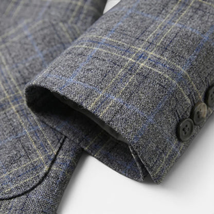 Men's Checked Blazer Jacket | Slim Fit | Single Breasted | Smart Casual | Steven & Levon