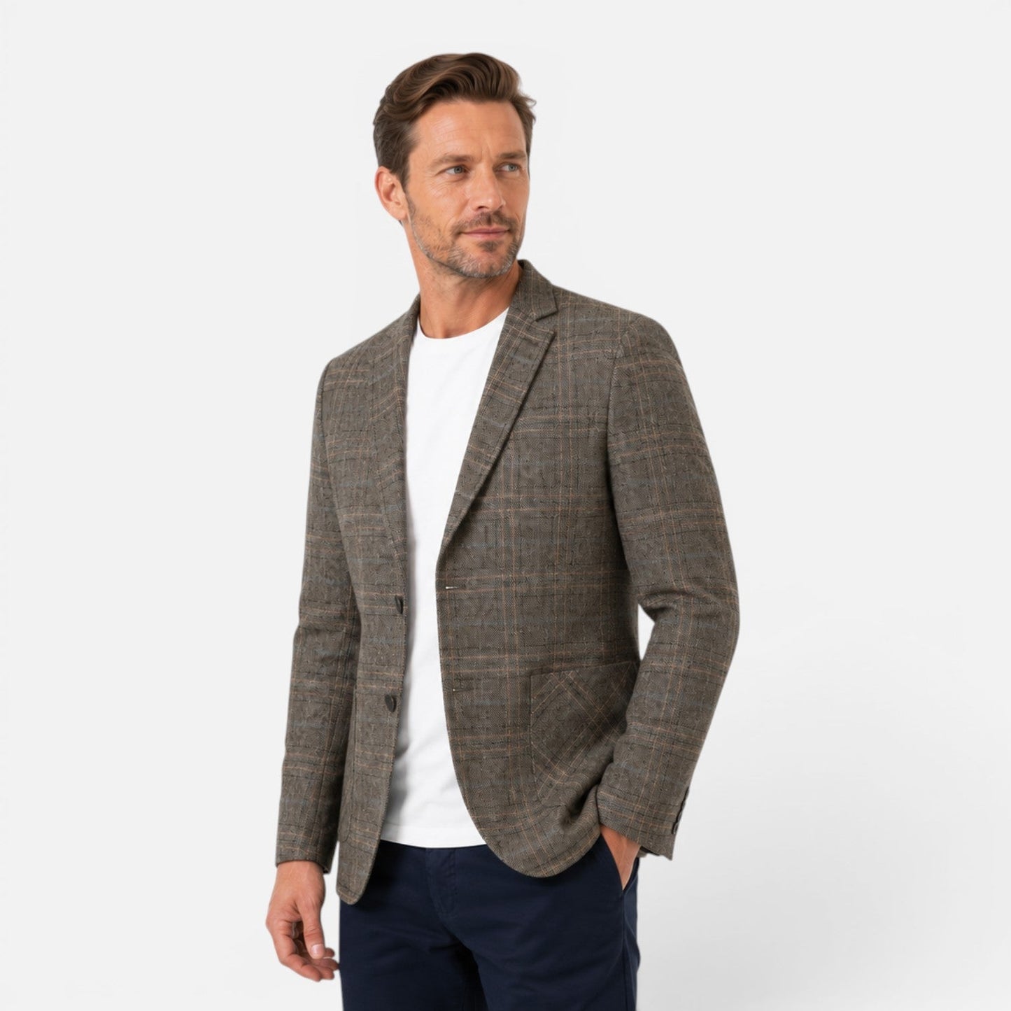 Men's Checked Blazer Jacket | Slim Fit | Single Breasted | Smart Casual | Steven & Levon