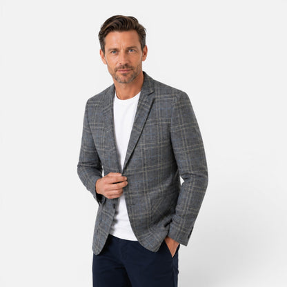 Men's Checked Blazer Jacket | Slim Fit | Single Breasted | Smart Casual | Steven & Levon