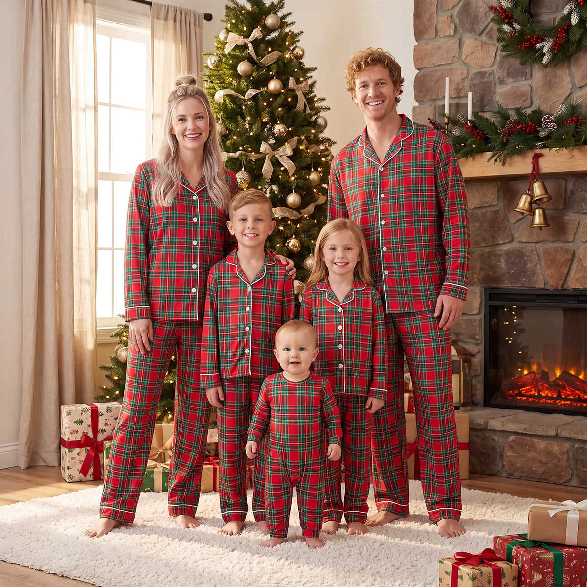 Red Plaid Matching Loungewear | Family Christmas Pajamas Set | Steven & Levon