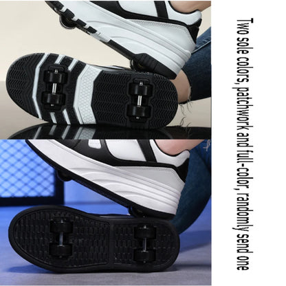 Kids Roller Sneakers | Boys & Girls | Four-Wheel | Casual Walking Shoes | Black | Steven & Levon