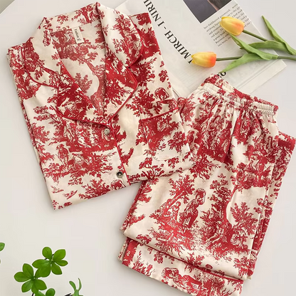 Floral Satin Pajama Set | Women's Loose Fit | Long Sleeve 2-Piece Sleepwear | Steven & Levon