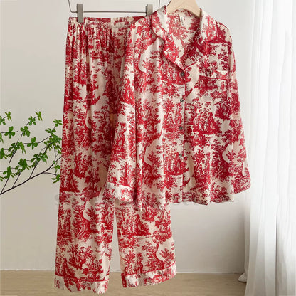 Floral Satin Pajama Set | Women's Loose Fit | Long Sleeve 2-Piece Sleepwear | Steven & Levon