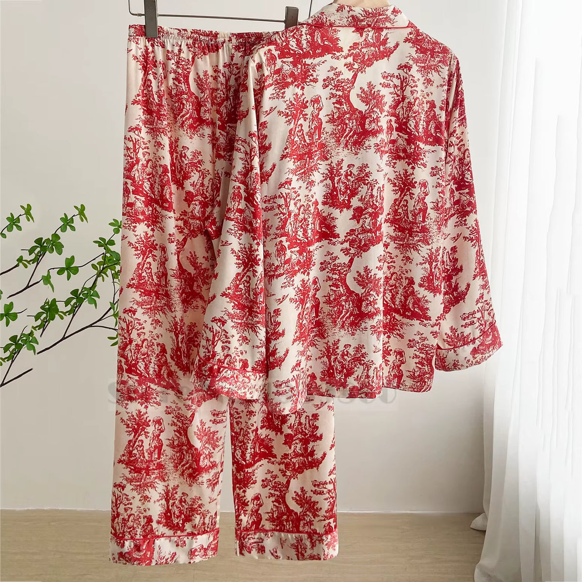 Floral Satin Pajama Set | Women's Loose Fit | Long Sleeve 2-Piece Sleepwear | Steven & Levon