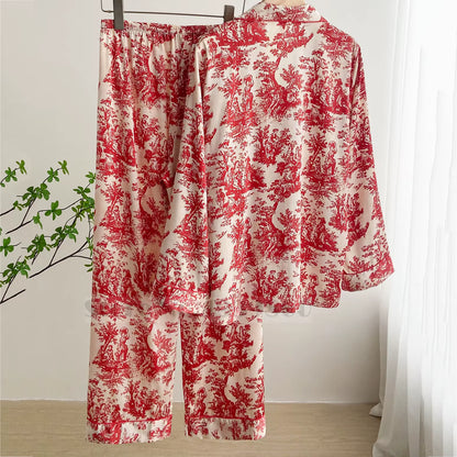 Floral Satin Pajama Set | Women's Loose Fit | Long Sleeve 2-Piece Sleepwear | Steven & Levon