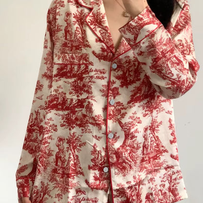 Floral Satin Pajama Set | Women's Loose Fit | Long Sleeve 2-Piece Sleepwear | Steven & Levon