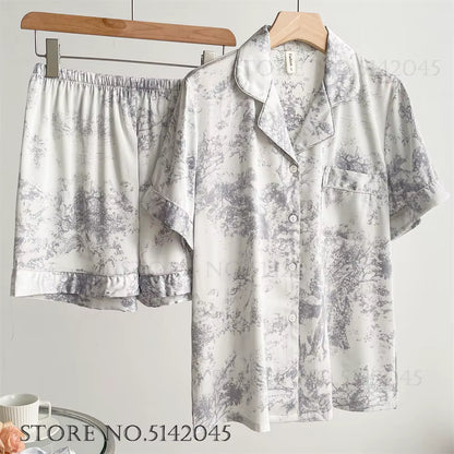 Floral Satin Pajama Set | Women's Loose Fit | Long Sleeve 2-Piece Sleepwear | Steven & Levon