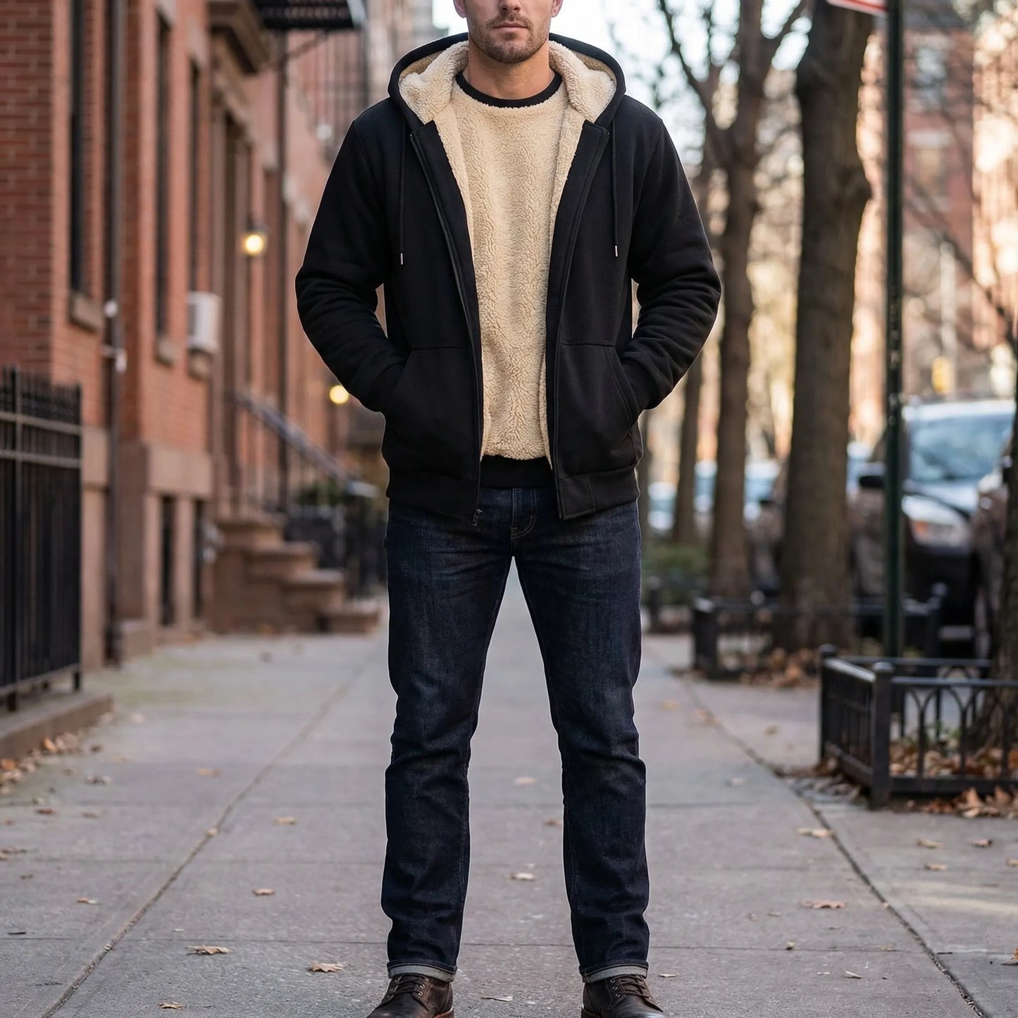 Fleecelon - Fleece-Lined Zip-Up Hooded Sweatshirt  Staying Warm Outdoors