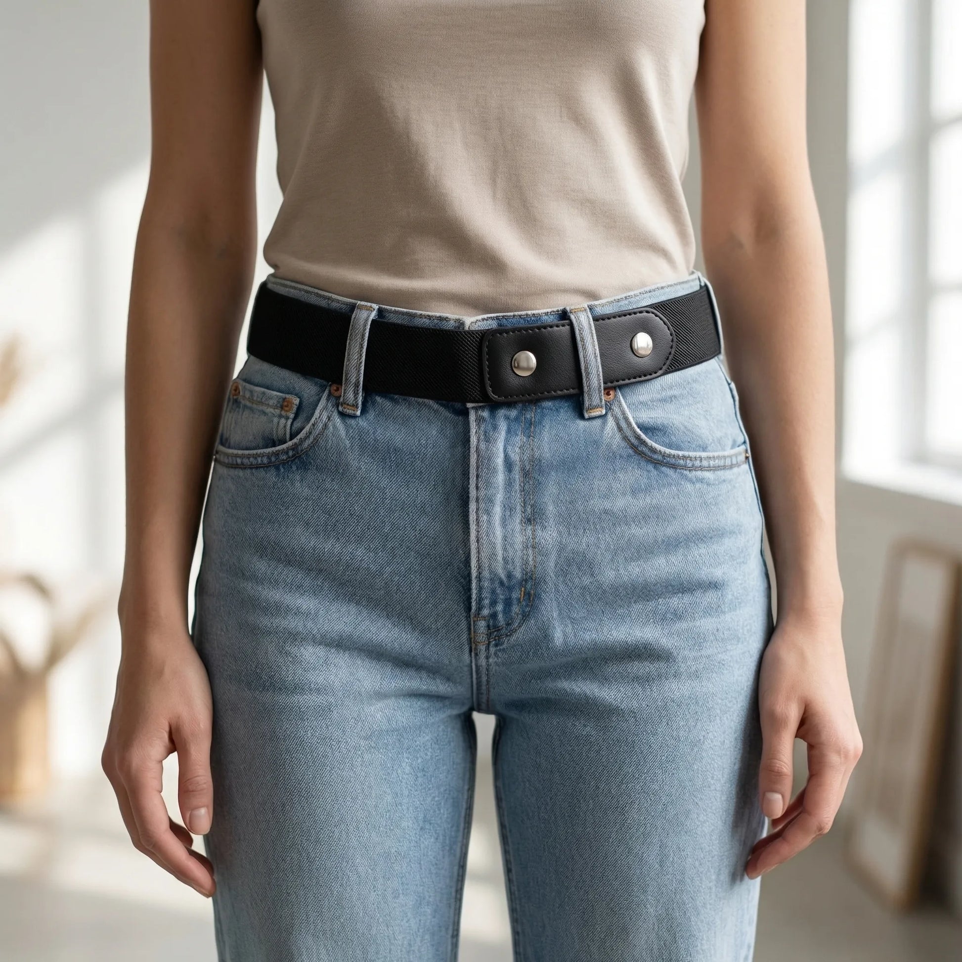 Flexbelt - Buckle-Free Stretch Waist Belt  Securing Jeans Comfortably