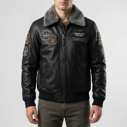 Flixton - Slim Fit Bomber Jacket With Fur Collar  Smart Casual Outings