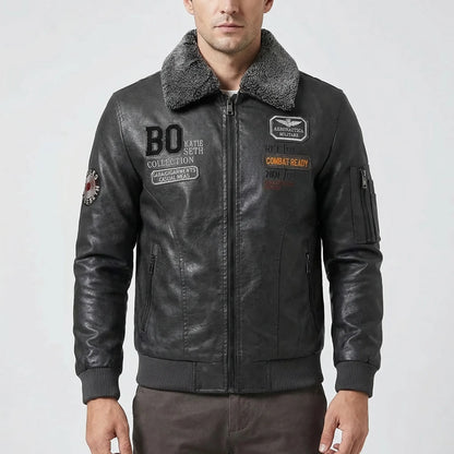 Flixton - Slim Fit Bomber Jacket With Fur Collar  Smart Casual Outings