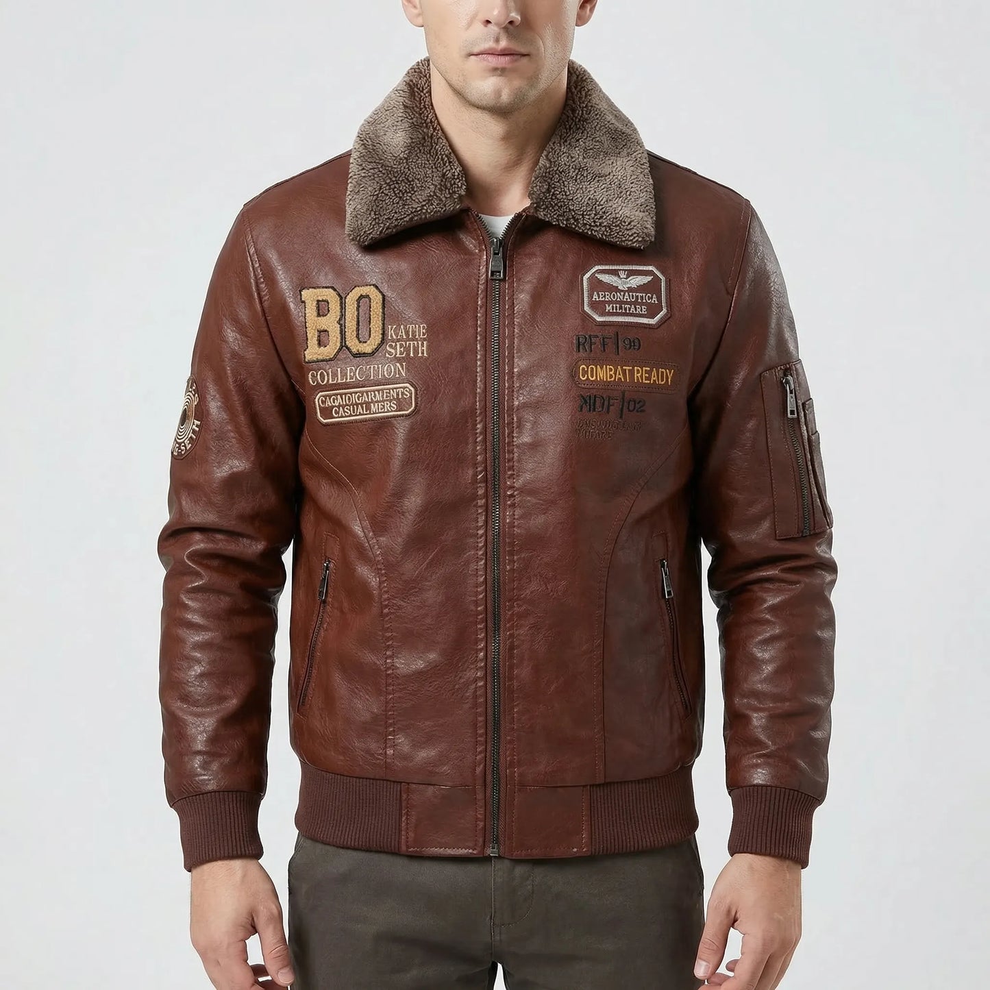 Flixton - Slim Fit Bomber Jacket With Fur Collar  Smart Casual Outings