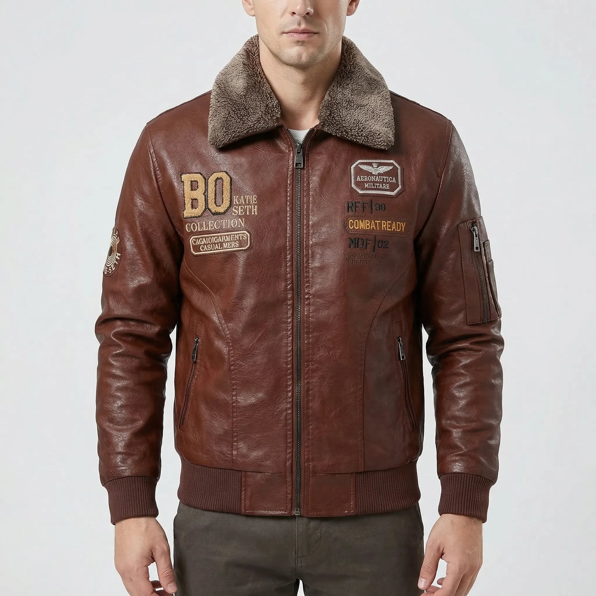 Flixton - Slim Fit Bomber Jacket With Fur Collar  Smart Casual Outings