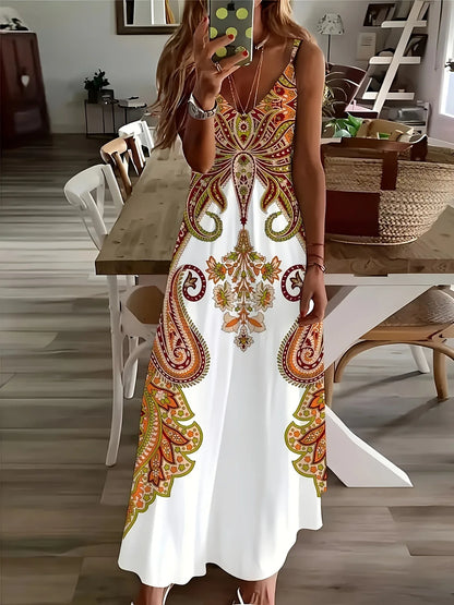 Maxi Dress | Women's Floral V-Neck Long Sleeve Boho Dress | Steven & Levon