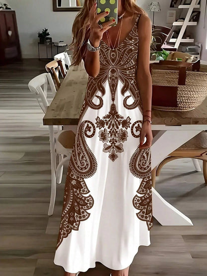 Maxi Dress | Women's Floral V-Neck Long Sleeve Boho Dress | Steven & Levon