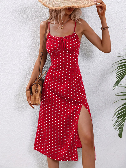 Midi Dress | Women's Floral Square Neck Spaghetti Strap Dress | Steven & Levon