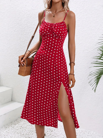 Midi Dress | Women's Floral Square Neck Spaghetti Strap Dress | Steven & Levon