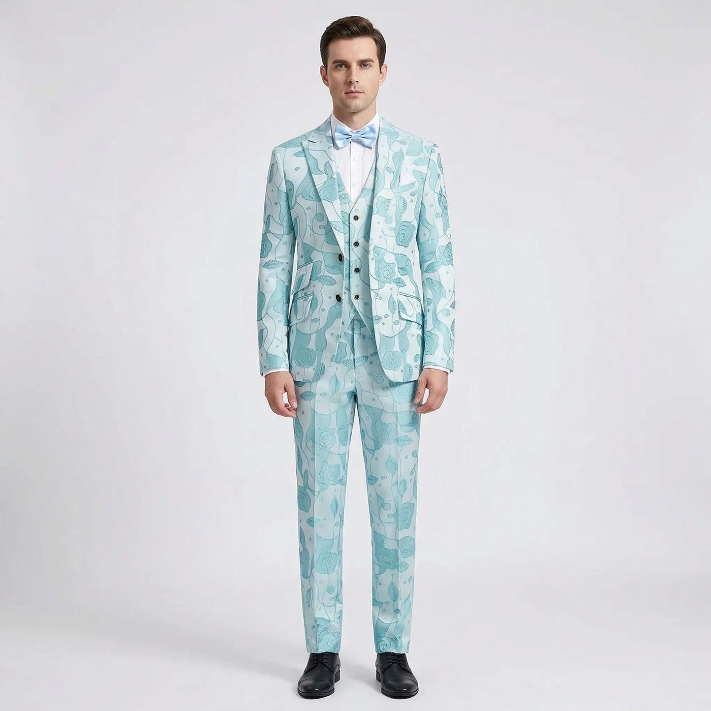 Floravio - Slim Fit Floral 3-Piece Tuxedo Suit  Formal Event Dressing