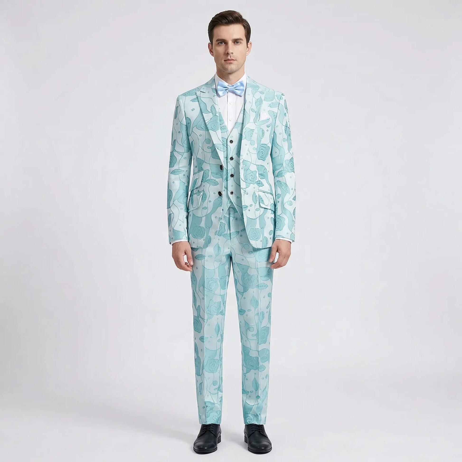 Floravio - Slim Fit Floral 3-Piece Tuxedo Suit  Formal Event Dressing