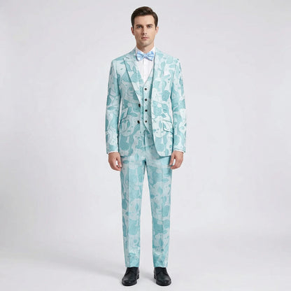 Floravio - Slim Fit Floral 3-Piece Tuxedo Suit  Formal Event Dressing