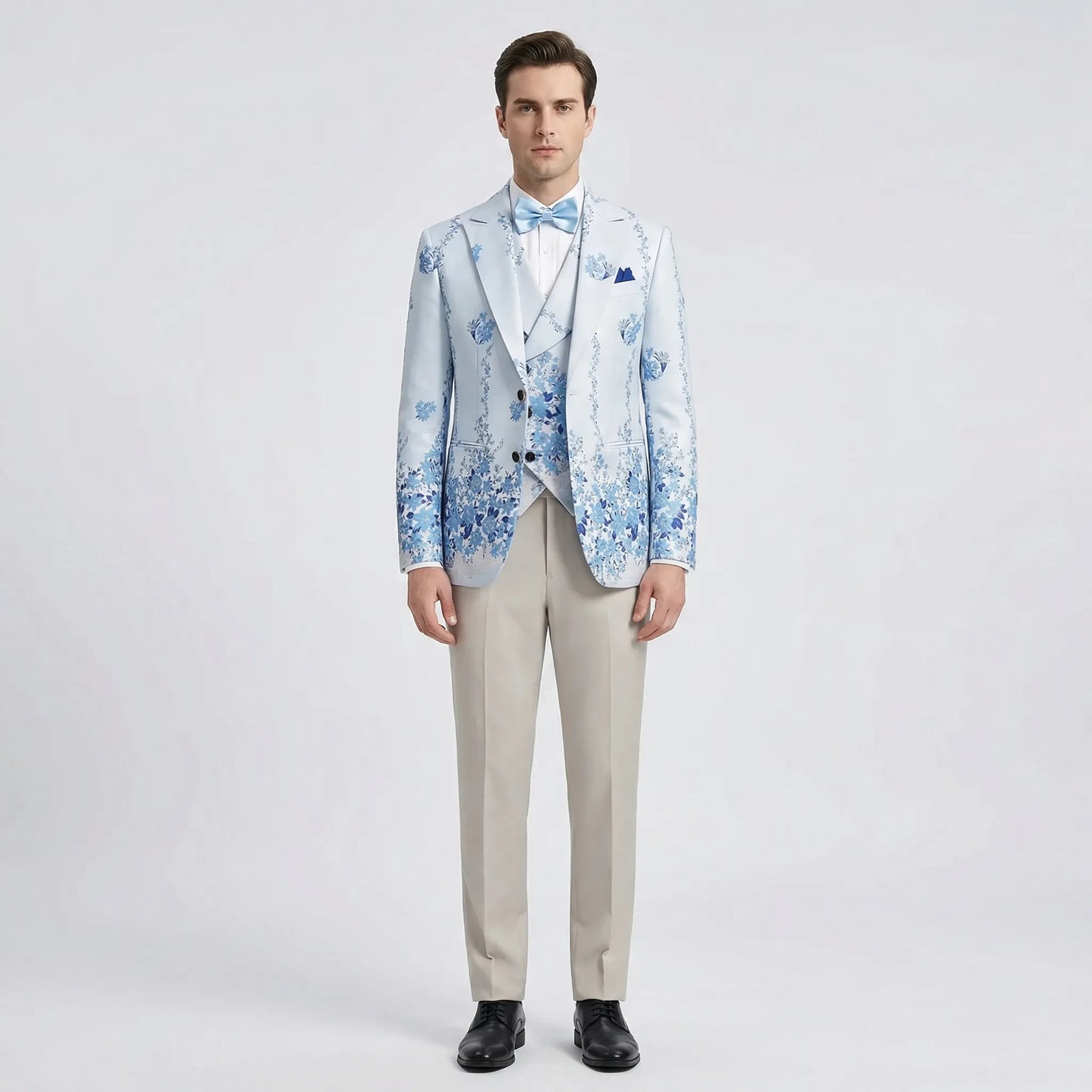 Floravio - Slim Fit Floral 3-Piece Tuxedo Suit  Formal Event Dressing