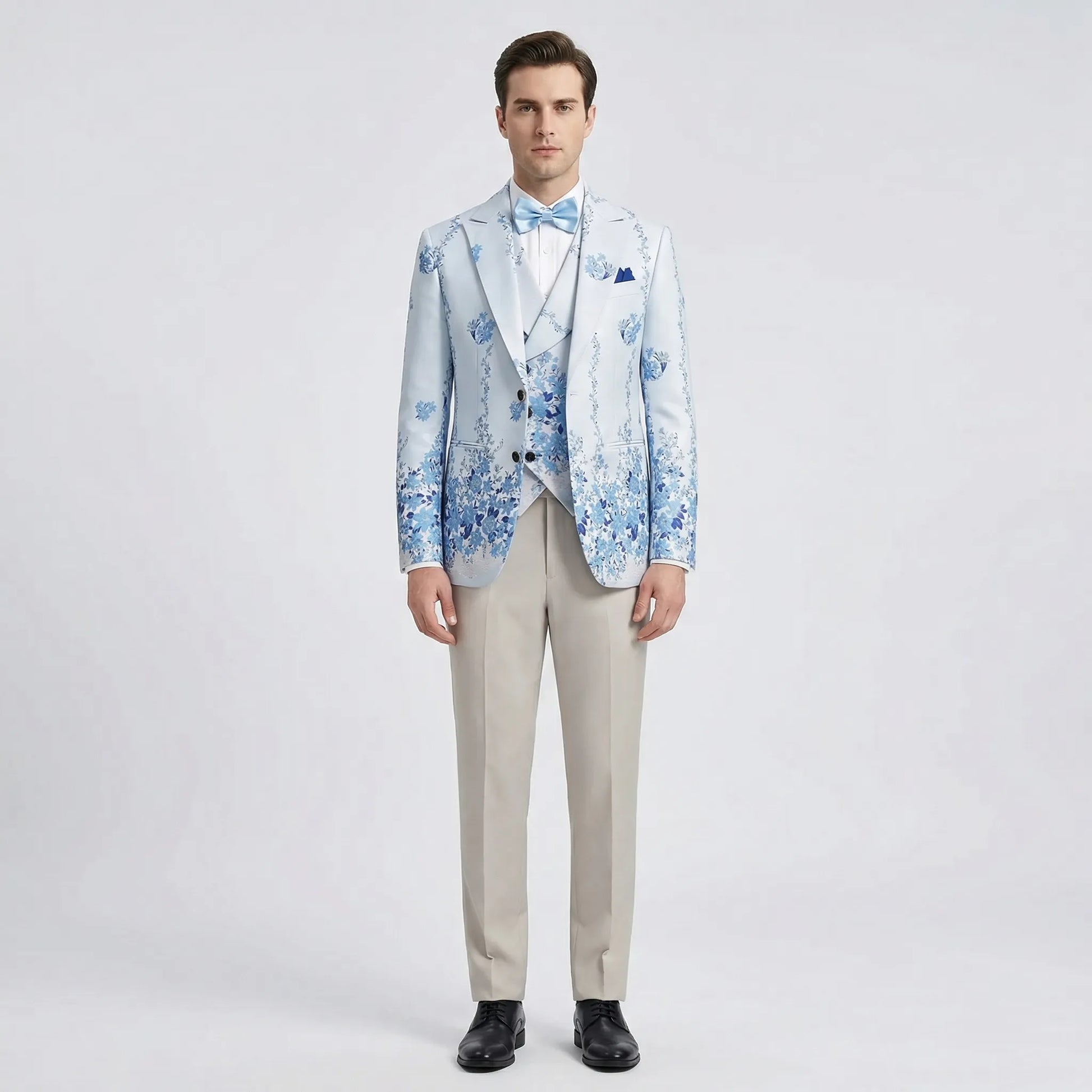 Floravio - Slim Fit Floral 3-Piece Tuxedo Suit  Formal Event Dressing