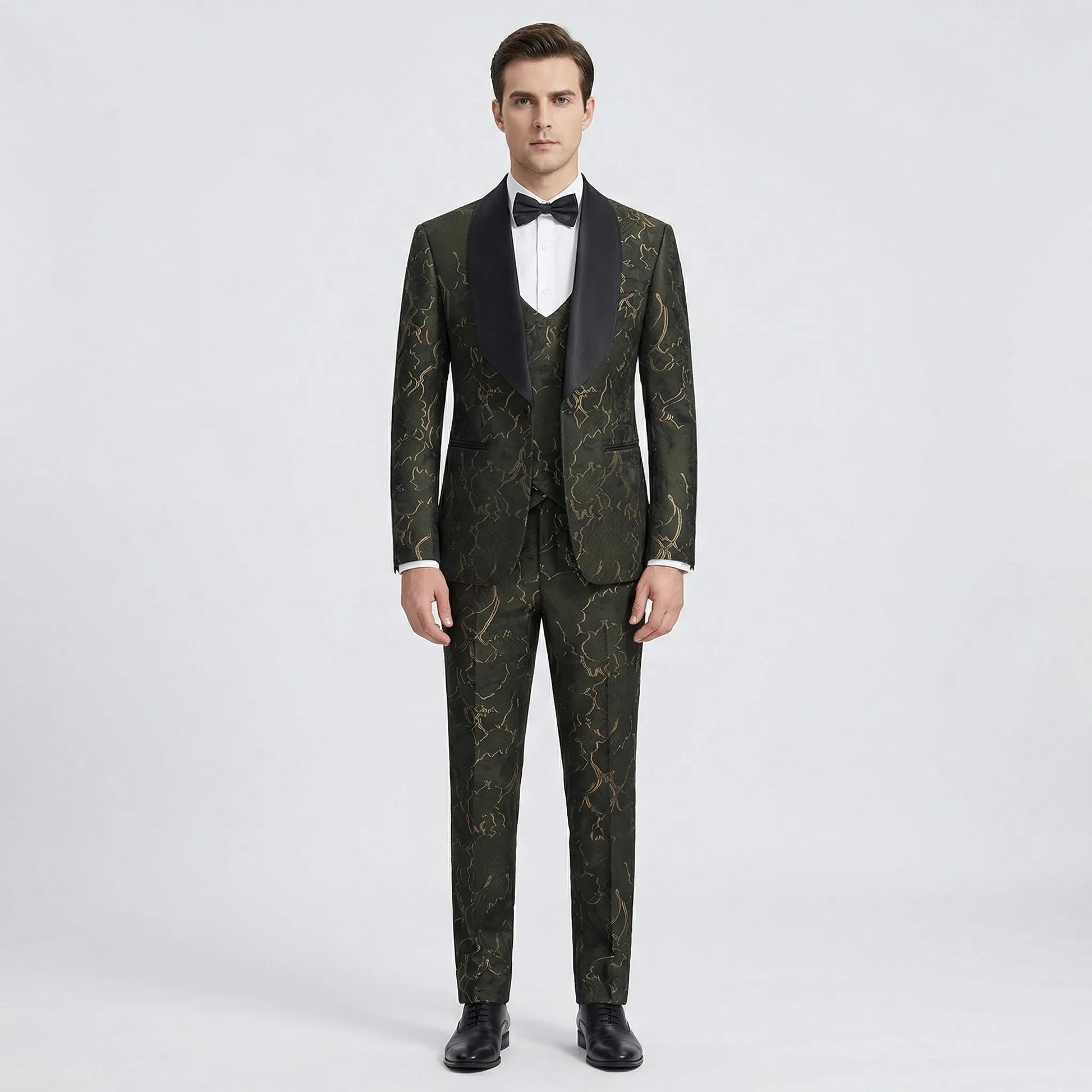 Floravio - Slim Fit Floral 3-Piece Tuxedo Suit  Formal Event Dressing