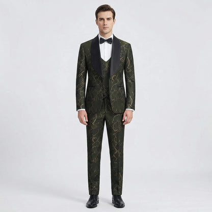Floravio - Slim Fit Floral 3-Piece Tuxedo Suit  Formal Event Dressing