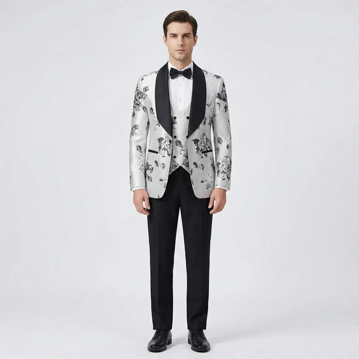 Floravio - Slim Fit Floral 3-Piece Tuxedo Suit  Formal Event Dressing