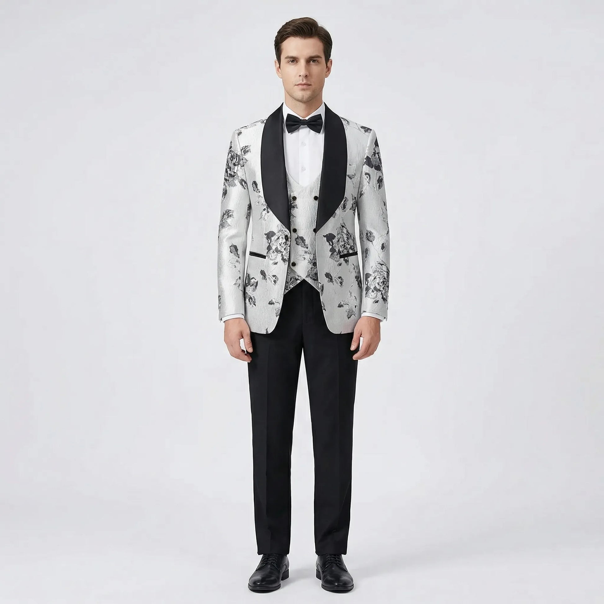 Floravio - Slim Fit Floral 3-Piece Tuxedo Suit  Formal Event Dressing