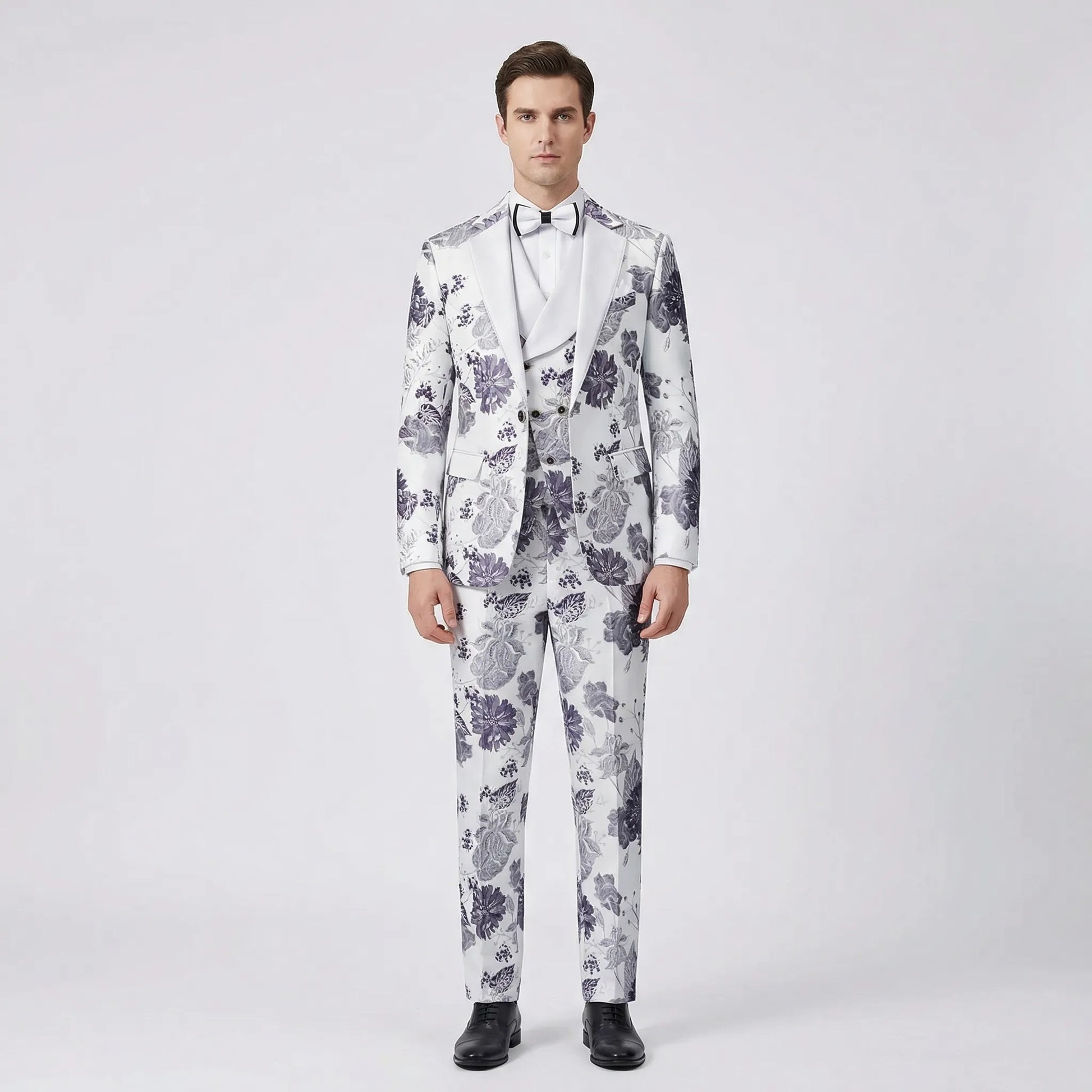 Floravio - Slim Fit Floral 3-Piece Tuxedo Suit  Formal Event Dressing