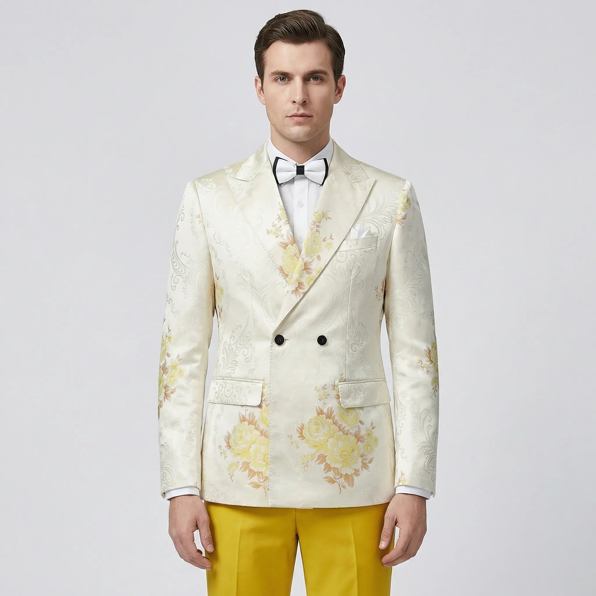 Floravio - Slim Fit Floral 3-Piece Tuxedo Suit  Formal Event Dressing