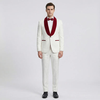 Floravio - Slim Fit Floral 3-Piece Tuxedo Suit  Formal Event Dressing