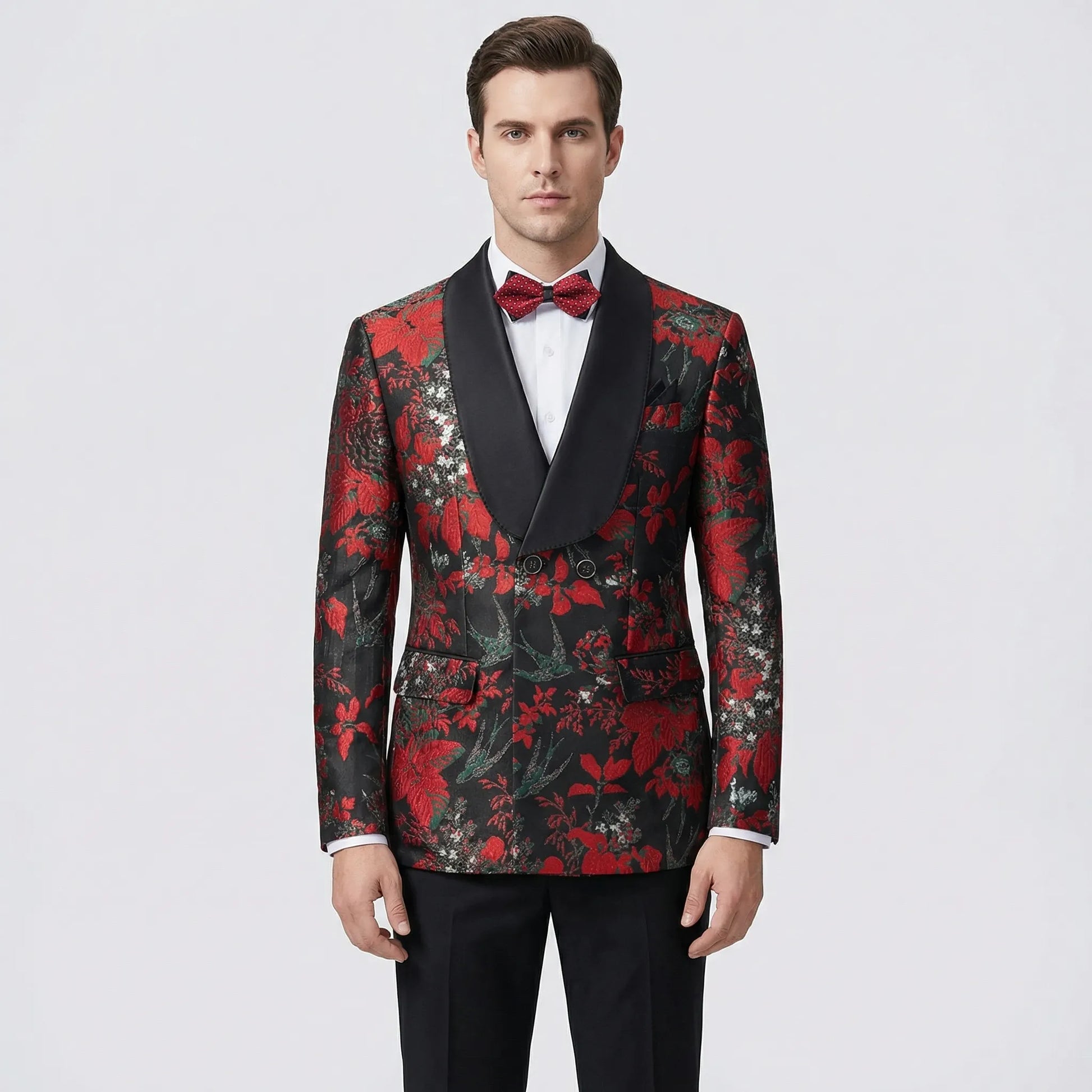Floravio - Slim Fit Floral 3-Piece Tuxedo Suit  Formal Event Dressing