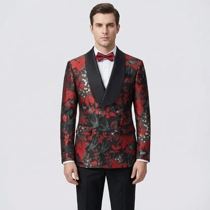 Floravio - Slim Fit Floral 3-Piece Tuxedo Suit  Formal Event Dressing