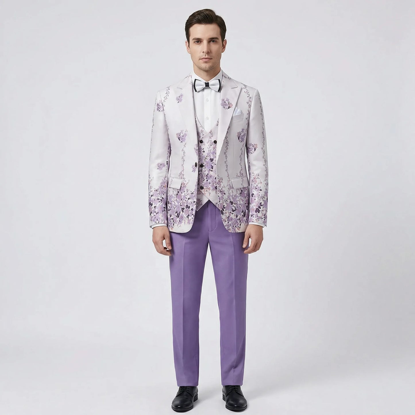Floravio - Slim Fit Floral 3-Piece Tuxedo Suit  Formal Event Dressing