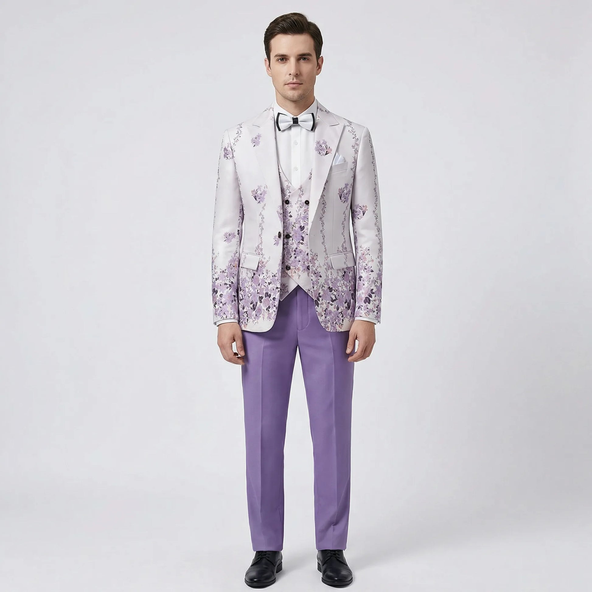 Floravio - Slim Fit Floral 3-Piece Tuxedo Suit  Formal Event Dressing