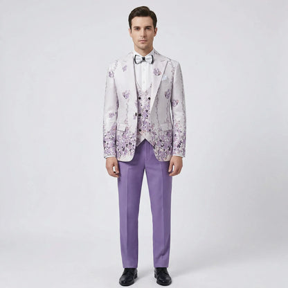 Floravio - Slim Fit Floral 3-Piece Tuxedo Suit  Formal Event Dressing
