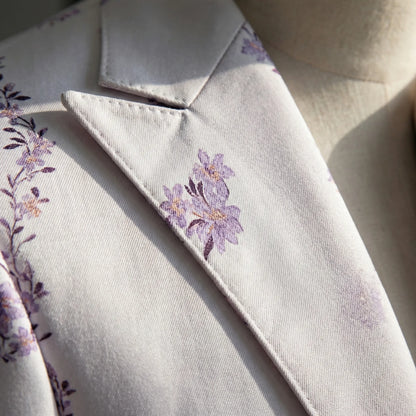 Floravio - Slim Fit Floral 3-Piece Tuxedo Suit  Formal Event Dressing