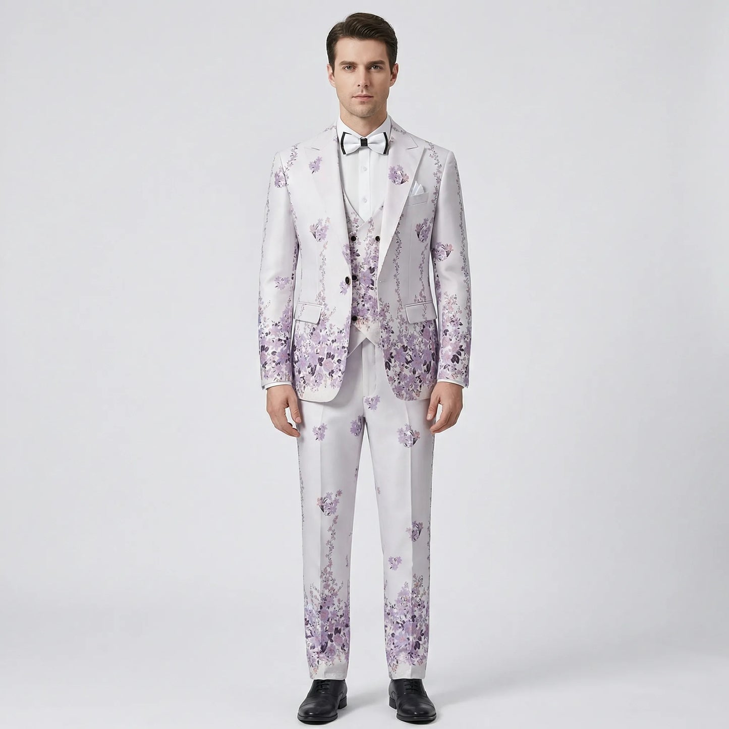 Floravio - Slim Fit Floral 3-Piece Tuxedo Suit  Formal Event Dressing