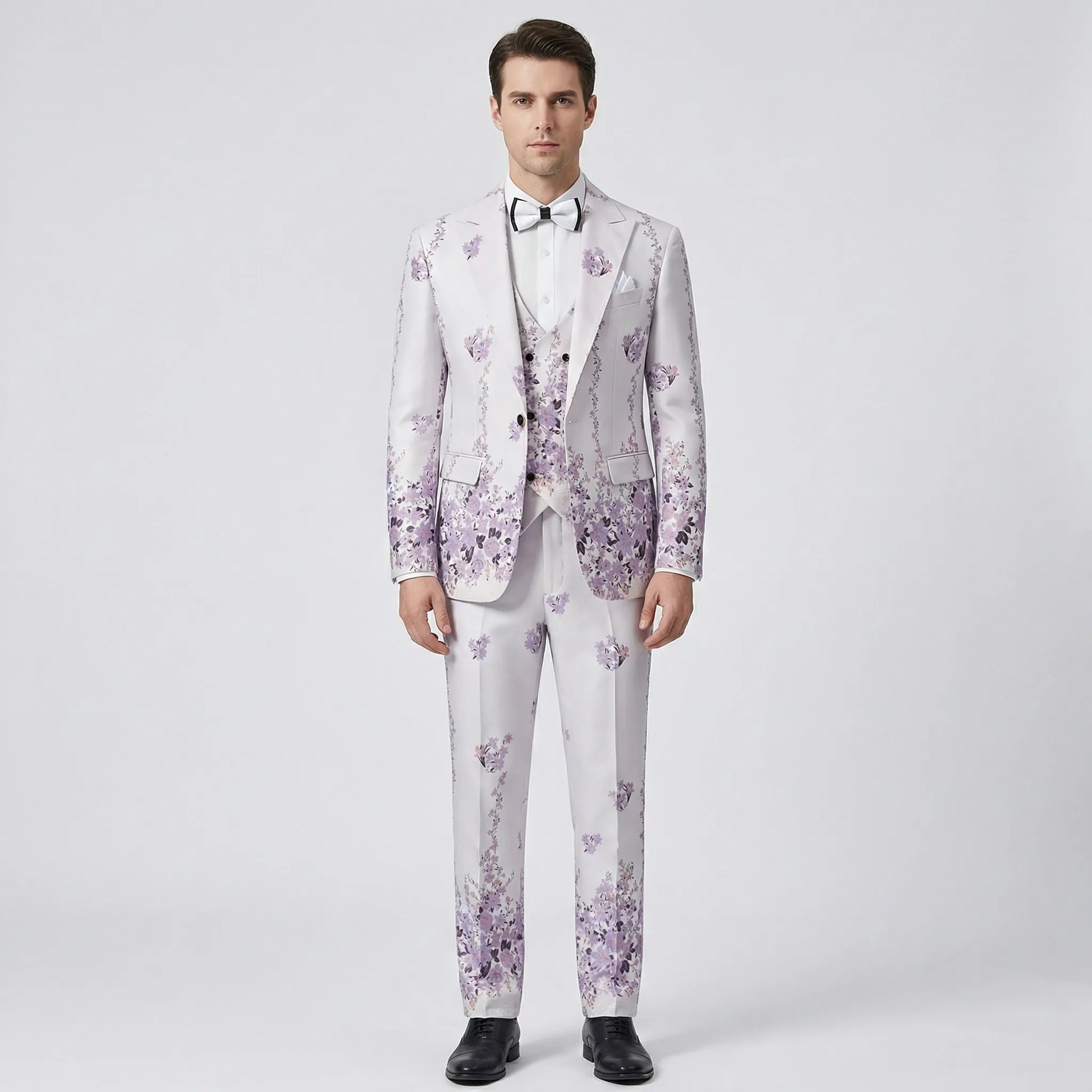 Floravio - Slim Fit Floral 3-Piece Tuxedo Suit  Formal Event Dressing