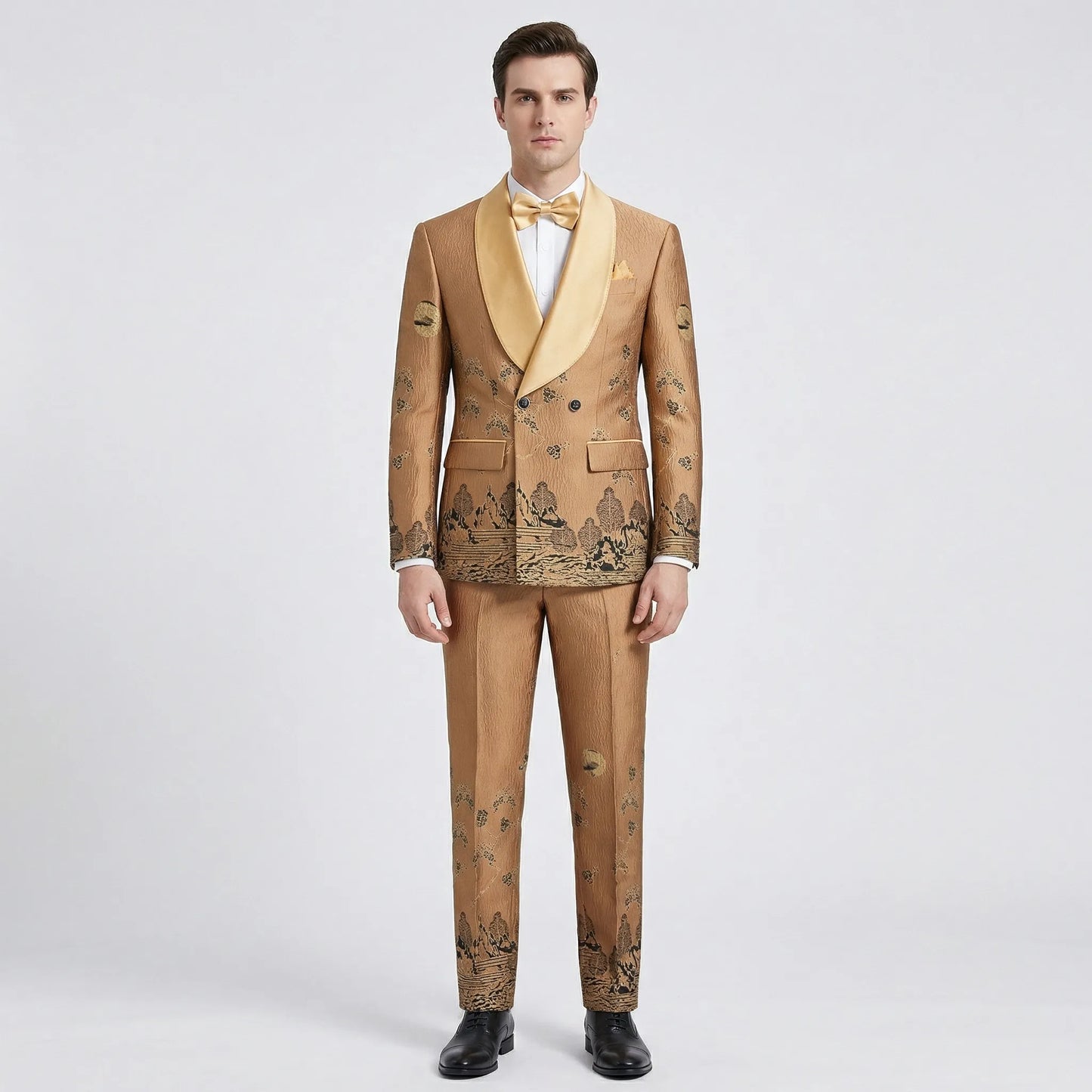 Floravio - Slim Fit Floral 3-Piece Tuxedo Suit  Formal Event Dressing