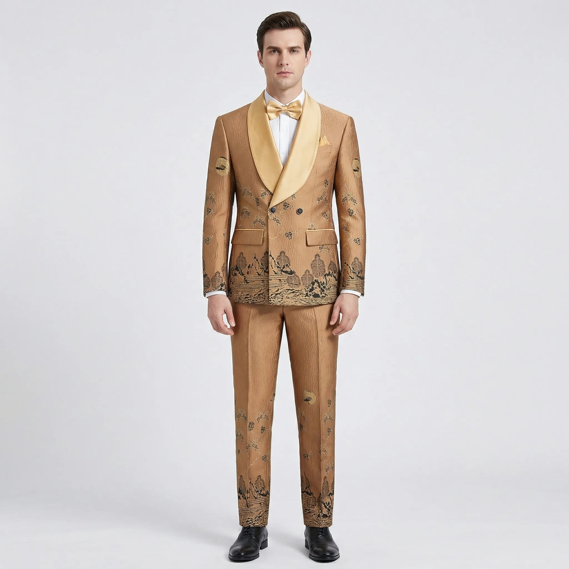 Floravio - Slim Fit Floral 3-Piece Tuxedo Suit  Formal Event Dressing